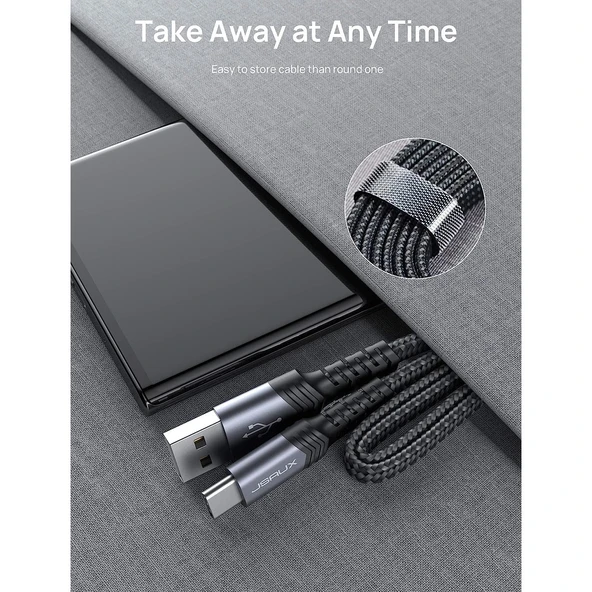 Jsaux Premium UZUN CC0008 60 Watt QC 3 Amper 2 Metre Type-C Süper Hızlı Şarj ve Data Aktarım Kablosu / iPhone 15 - 16 serisi uyumlu - Resim 4