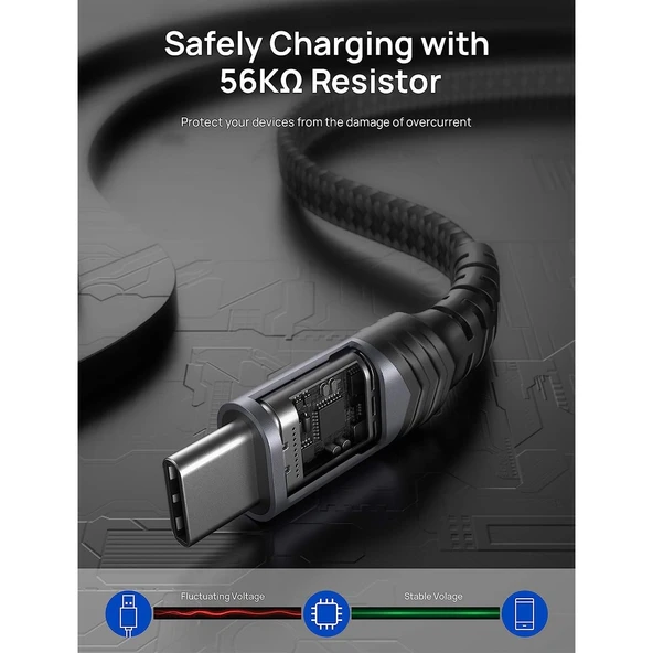 Jsaux Premium UZUN CC0008 60 Watt QC 3 Amper 2 Metre Type-C Süper Hızlı Şarj ve Data Aktarım Kablosu / iPhone 15 - 16 serisi uyumlu - Resim 2