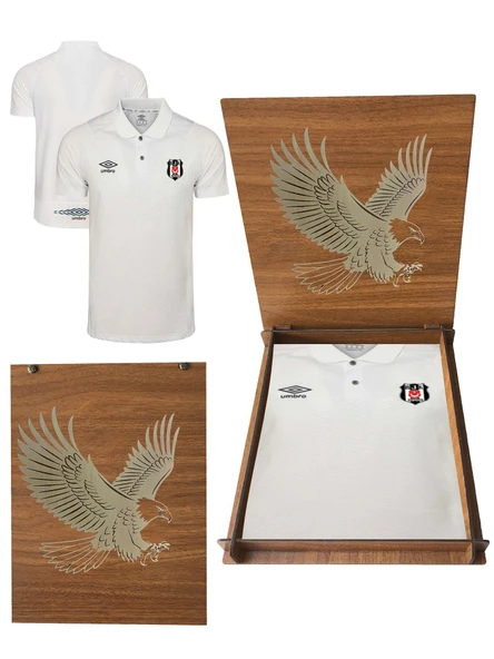Beşiktaş Umbro Orijinal Beyaz Polo Yaka T-Shırt Ahşap Kutu Hediyeli