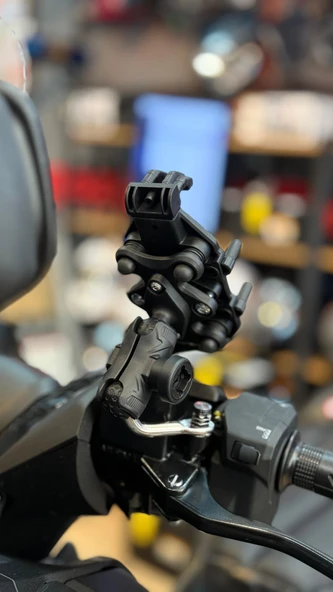 MOTOSİKLET TELEFON VE NAVİGASYON TUTUCU TİTREŞİM ENGELLEYİCİ MODÜLLÜ AYNA BAĞLANTILI - Resim 2