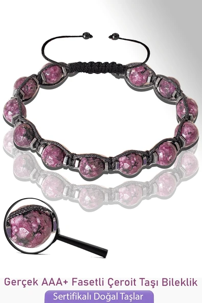 Sertifikalı Gerçek Fasetli Çeroit Taşı Bileklik - Ayarlamalı ürün görseli
