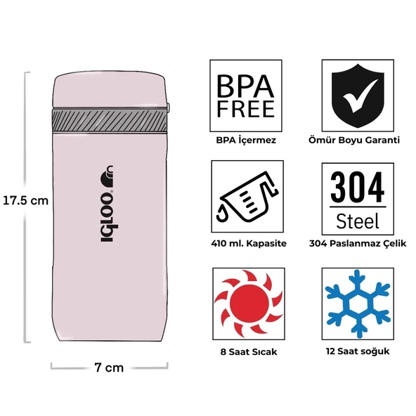 Igloo Squid Termos 410ml-PEMBE - 2