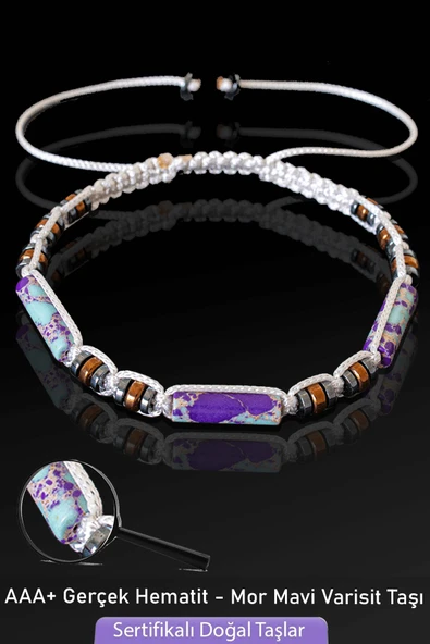 Sertifikalı Gerçek Mavi - Mor Varisit Taşı Bileklik - Ayarlamalı ürün görseli
