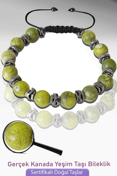 Sertifikalı Gerçek Kanada Yeşim Taşı Bileklik - Ayarlamalı ürün görseli