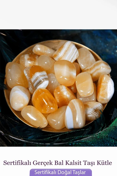 Sertifikalı Tamburlanmış Gerçek Portakal Kalsit Taşı Kütle ürün görseli