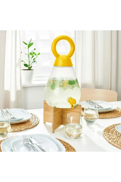 Musluklu Sürahi, Şeffaf Parlak Sarı, 4 lt - Resim 6