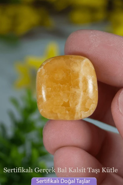Sertifikalı Tamburlanmış Gerçek Portakal Kalsit Taşı Kütle - Resim 2