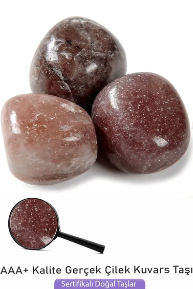Sertifikalı Tamburlanmış Gerçek Çilek Kuvars Taşı Kütle ürün görseli