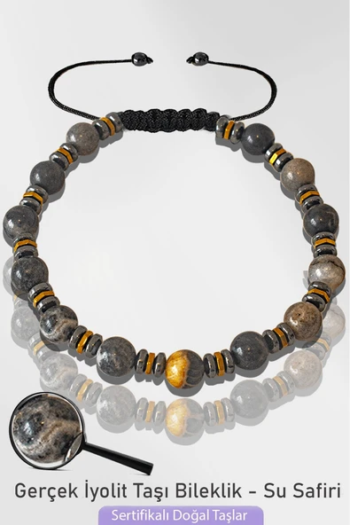 Sertifikalı 6mm Doğal Gerçek İyolit Taşı Bileklik - Su Safiri ürün görseli