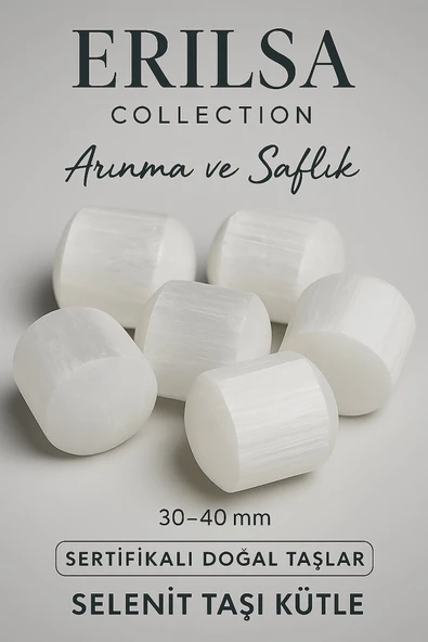 Sertifikalı Tamburlanmış Gerçek Selenit Taşı Kütle Parça (30-35 mm) – Arınma ve Huzur Taşı ürün görseli