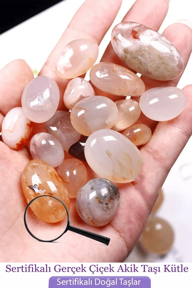 Sertifikalı Tamburlanmış Çiçek Akik Taşı Kütle - Resim 2