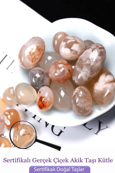 Sertifikalı Tamburlanmış Çiçek Akik Taşı Kütle ürün görseli