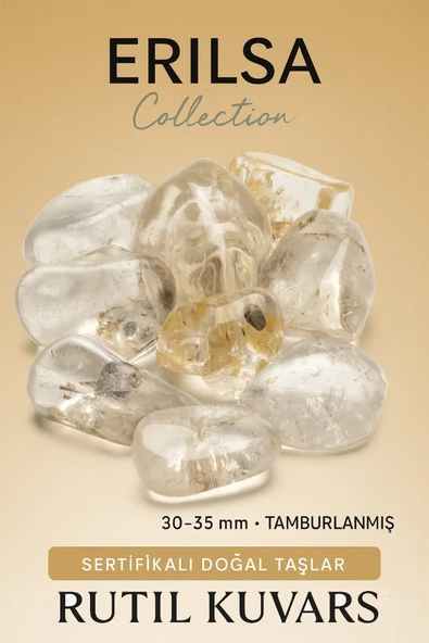 Sertifikalı Tamburlanmış Gerçek Rutil Kuvars Taşı Kütle – Sevgi ve Stres Taşı ürün görseli