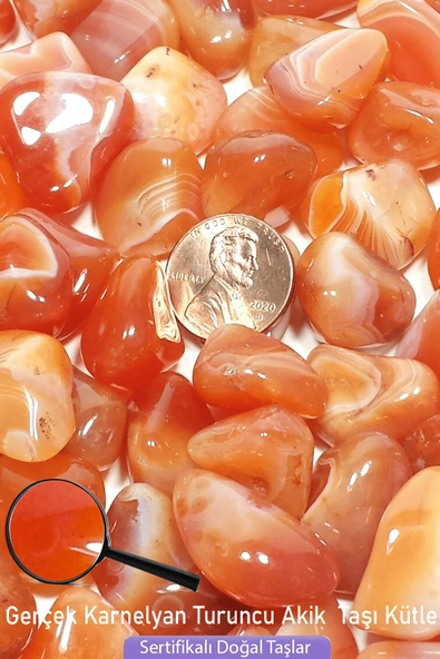 Sertifikalı Gerçek Karnelyan Turuncu Akik Taşı Kütle - 3 Adetli - Resim 2