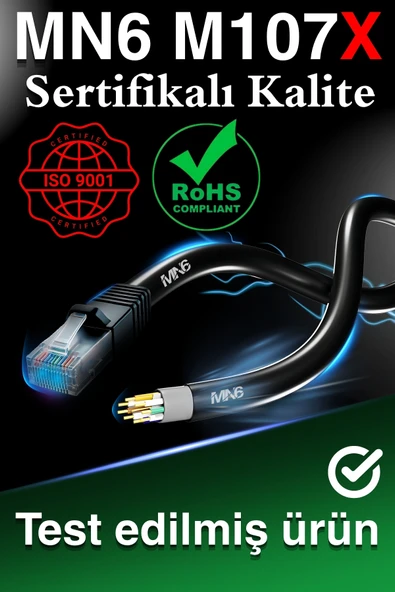 MN6 M107x 25 Metre Internet Kablosu/utp 0,57mm Cat6 Iki Kat Korumalı/ Iç Dış Mekan/25m Ethernet Kablosu - 5