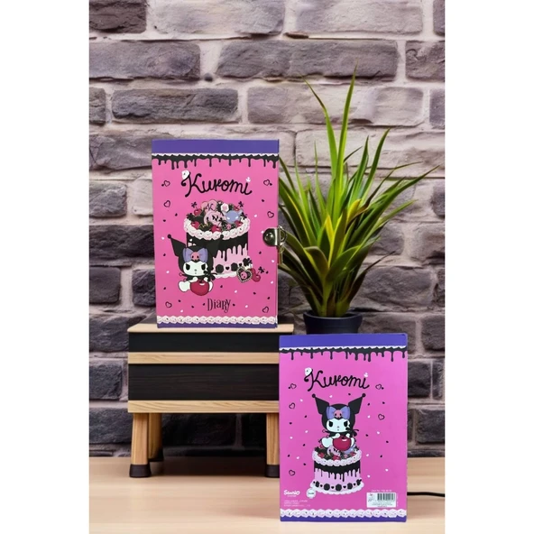 Kuromi Kilitli Defter 80 Yaprak Pembe- 14 x 20