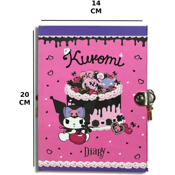Kuromi Kilitli Defter 80 Yaprak Pembe- 14 x 20 - 4