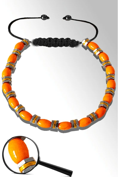 Sertifikalı Beyzi Gold Silver Hematitli Turuncu Sedef Taşı Bileklik ürün görseli