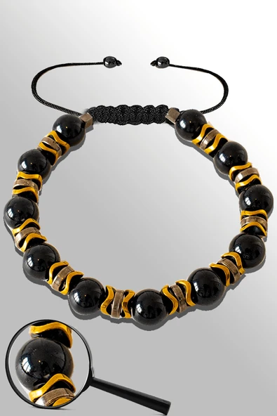 Sertifikalı Gold Hematitli 8 Mm Doğal Şungit (Shungite) Taşı Bileklik ürün görseli 1