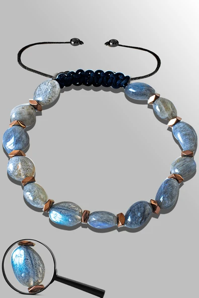 Sertifikalı Amorf Model Gerçek Labradorit Taşı Bileklik - Ayarlamalı ürün görseli