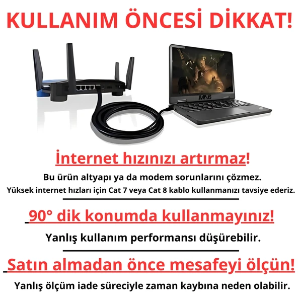 MN6 M107x 8 Metre Internet Kablosu/utp 0,57mm Cat6 Iki Kat Korumalı/ Iç Dış Mekan/8m Ethernet Kablosu - 5