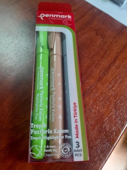 PENMARK FOSFORLU KALEM KALEM TIPI TROPIK RENK 3 LU ürün görseli 1