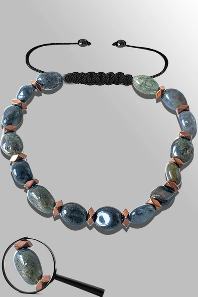 Sertifikalı Amorf Model Gerçek İyolit Taşı Bileklik - Ayarlamalı ürün görseli