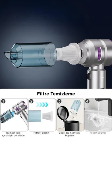 Torima HL-121 Mavi 4IN1 Şarjlı Araç Mini EL Süpürgesi - Resim 2