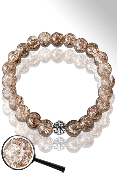 Sertifikalı Dağ Kristalı Kahverengi Necef Taşı Bileklik - Gümüş Aparatlı ürün görseli