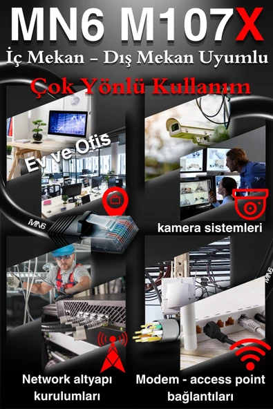 MN6 M107x 15 Metre Internet Kablosu/utp 0,57mm Cat6 Iki Kat Korumalı/ Iç Dış Mekan/15m Ethernet Kablosu - 4