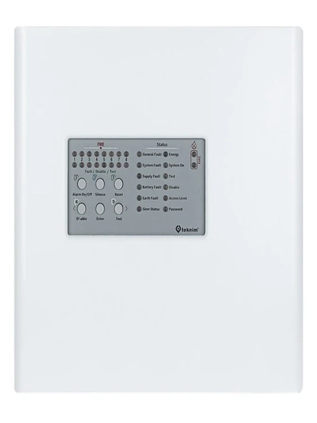 TEKNİM TFP-4408P 8 BÖLGELİ KONVANSİYONEL YANGIN ALARM PANELİ.PLASTIK KASA(AKÜLER HARİÇ)