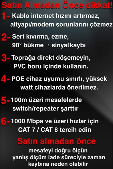 MN6 M107X 70 Metre internet kablosu/CAT6 iki kat korumalı UTP 0,57MM/İç dış mekan/70 M ethernet kablosu - 9