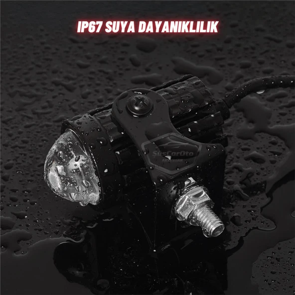 Motosiklet Mini Sis Farı Çift Renk Sarı-Beyaz Aç Kapa Düğmeli Scooter Araç Off Road Led Lamba 8V-80V Projektör Metal Kasa Arazi Çalışma Lambası 2 Adet Set - 8