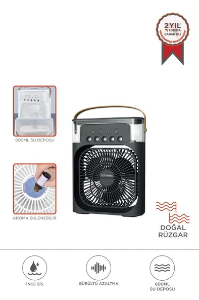 Toria F-17 Siyah Mini Taşınabilir Masaüstü Hava Nemlendirici Fan Vantilatör