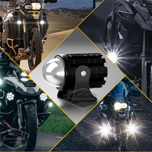 Motosiklet Mini Sis Farı Çift Renk Sarı-Beyaz Aç Kapa Düğmeli Scooter Araç Off Road Led Lamba 8V-80V Projektör Metal Kasa Arazi Çalışma Lambası 2 Adet Set - 2