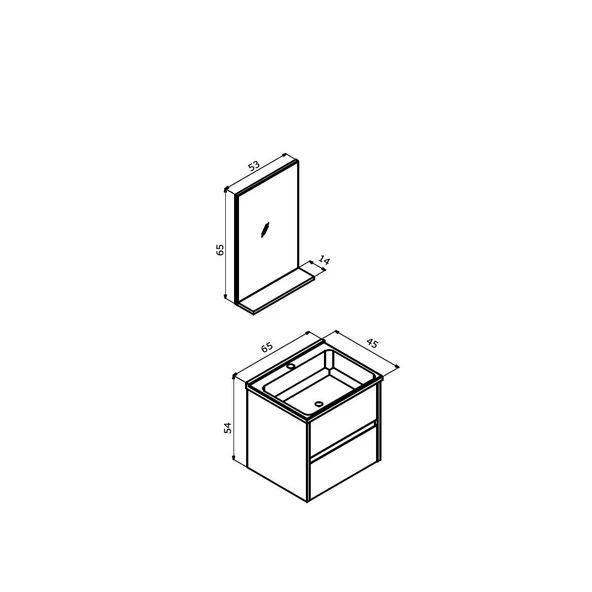 Orka Düden 65 cm MDF Çekmeceli Teak Banyo Dolabı Takımı - Resim 2