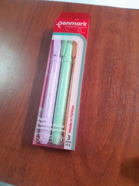 PENMARK FOSFORLU KALEM KALEM TIPI PASTEL RENK 3 LU ürün görseli