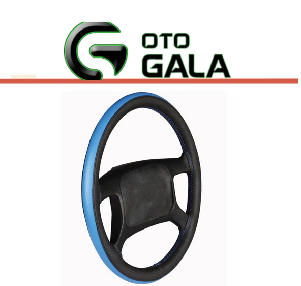 DİKİŞLİ DİREKSİYON KILIFI SİYAH ÇEMBER MAVİ - 2