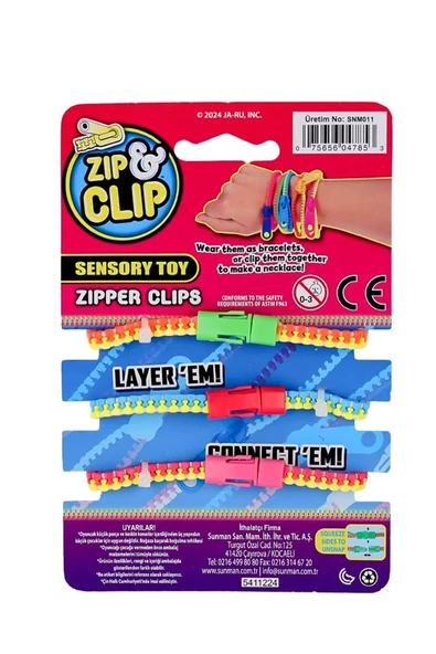 Zip Clip Zipper Clips 3lü Duyusal Oyuncak Fermuarlı Bilezik Seti: Fermuarları Açıp Kapayarak Odaklanın, Rahatlayın! - 7