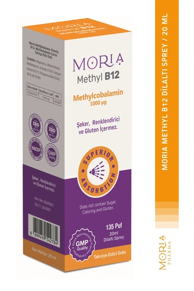 MORIA METİLKOBALAMİN VİTAMİN B12-METİLKOBALAMİN İÇEREN TAKVİYE EDİCİ GIDA 20 M