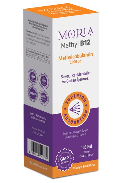 MORIA METİLKOBALAMİN VİTAMİN B12-METİLKOBALAMİN İÇEREN TAKVİYE EDİCİ GIDA 20 M - 2