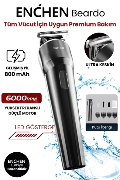 Enchen Beardo Çok Fonksiyonlu Tüm Vücut İçin Uygun Şarjlı Saç ve Tıraş Makinesi