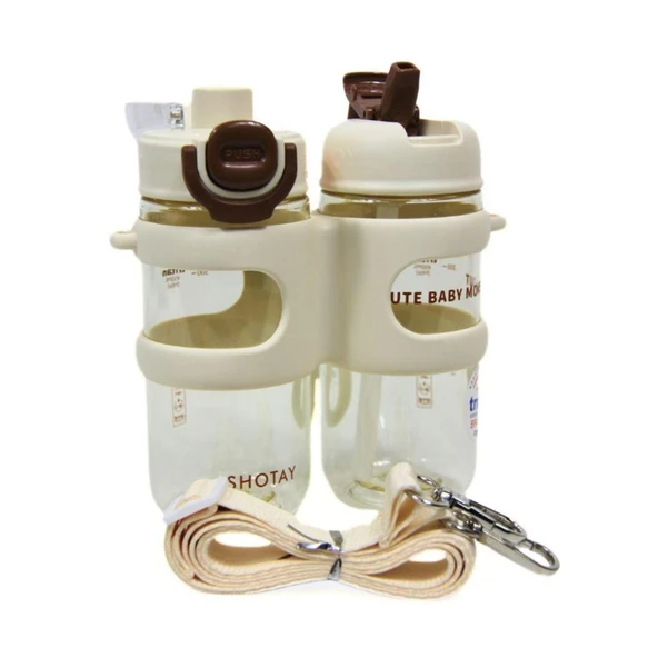 Shotay Su Matarası 2 Bölmeli Tritan Beyaz 900Ml - 2