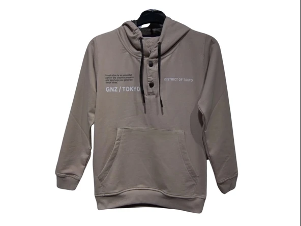 GZN / TOKYO BASKILI KAPÜŞONLU ERKEK SWEATSHIRT