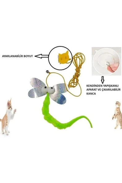 Kelebek Model Elastik Kendinden Yapışkanlı Kedi Oyun Oltası - 3