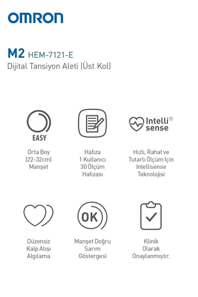 Omron M2 Hem-7121-e Intellisense Koldan Ölçer Hafızalı - 3