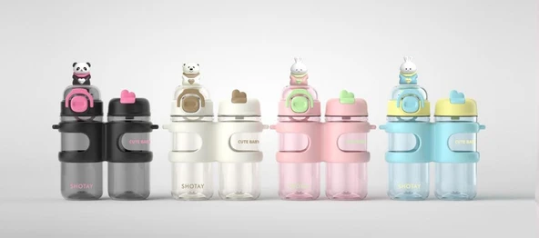 Shotay Su Matarası 2 Bölmeli Tritan Mavi 900Ml - 7