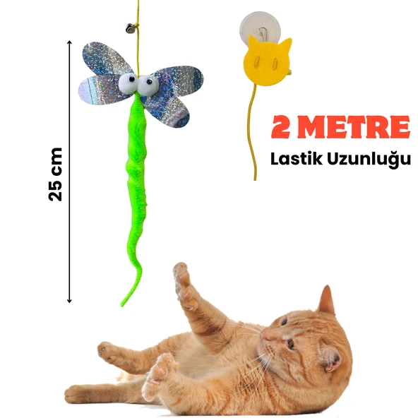 Kelebek Model Elastik Kendinden Yapışkanlı Kedi Oyun Oltası - 5