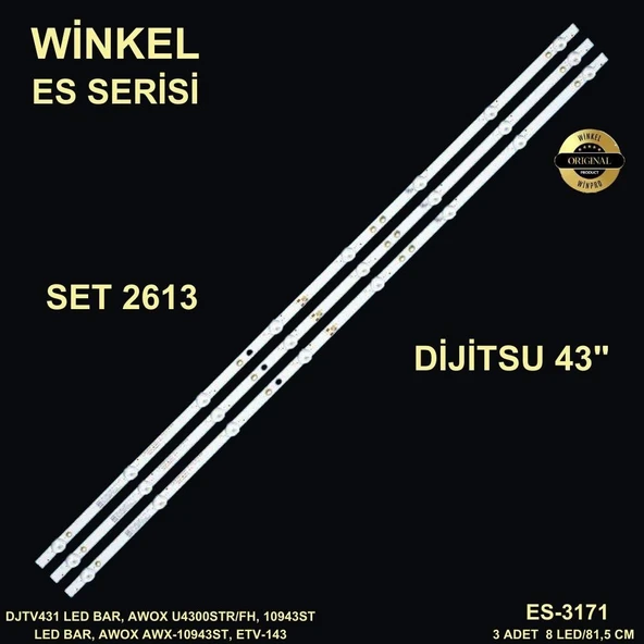 LCD LED-2613 TAKIM 3 LÜ-DLED43HD 3X8 1002,3030KJ430041E,U4300ST,AWX-10943ST,-E3171-WİNKEL