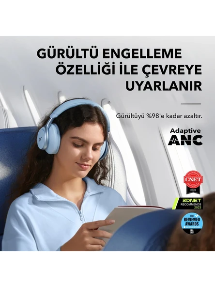 Anker Soundcore Space One Aktif Gürültü Engelleyicili Kablosuz Kulaküstü Kulaklık - 40 Saat Oynatma Süresi - ANC - Bluetooth 5.3 -AI Destekli 3 Mikrofon - Siyah - 3